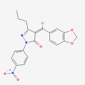 molecular formula C20H17N3O5 B3900422 (4Z)-4-(1,3-benzodioxol-5-ylmethylidene)-2-(4-nitrophenyl)-5-propylpyrazol-3-one 