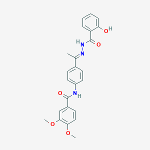 molecular formula C24H23N3O5 B390072 N-{4-[(1E)-1-{2-[(2-hydroxyphenyl)carbonyl]hydrazinylidene}ethyl]phenyl}-3,4-dimethoxybenzamide 