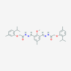 molecular formula C34H42N4O5 B390094 N'-[(E)-{2-METHOXY-5-METHYL-3-[(E)-({2-[5-METHYL-2-(PROPAN-2-YL)PHENOXY]ACETAMIDO}IMINO)METHYL]PHENYL}METHYLIDENE]-2-[5-METHYL-2-(PROPAN-2-YL)PHENOXY]ACETOHYDRAZIDE 