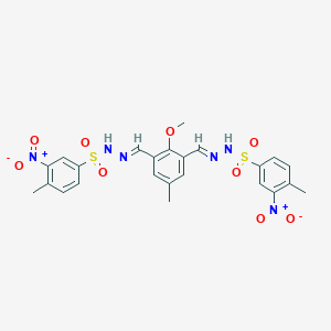 N-[(E)-[2-methoxy-5-methyl-3-[(E)-[(4-methyl-3-nitrophenyl)sulfonylhydrazinylidene]methyl]phenyl]methylideneamino]-4-methyl-3-nitrobenzenesulfonamide