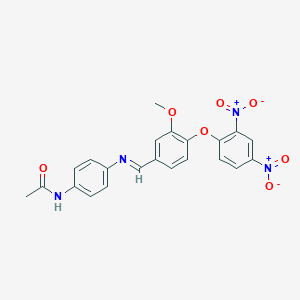 molecular formula C22H18N4O7 B390097 N-{4-[(4-{2,4-bisnitrophenoxy}-3-methoxybenzylidene)amino]phenyl}acetamide 