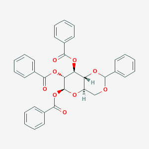 molecular formula C34H28O9 B039012 1,2,3-Tri-O-benzoyl-4,6-O-benzylidene-b-D-glucopyranose CAS No. 113544-56-2