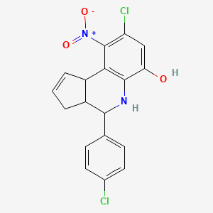 molecular formula C18H14Cl2N2O3 B3901460 8-chloro-4-(4-chlorophenyl)-9-nitro-3a,4,5,9b-tetrahydro-3H-cyclopenta[c]quinolin-6-ol 