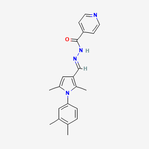 molecular formula C21H22N4O B3901697 N'-{(E)-[1-(3,4-dimethylphenyl)-2,5-dimethyl-1H-pyrrol-3-yl]methylidene}pyridine-4-carbohydrazide 