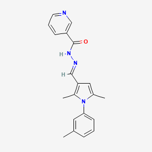 molecular formula C20H20N4O B3901725 N-[(E)-[2,5-dimethyl-1-(3-methylphenyl)pyrrol-3-yl]methylideneamino]pyridine-3-carboxamide 