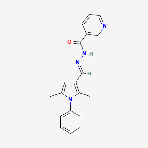 molecular formula C19H18N4O B3901727 N-[(E)-(2,5-dimethyl-1-phenylpyrrol-3-yl)methylideneamino]pyridine-3-carboxamide 