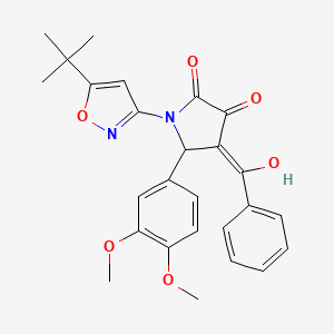 molecular formula C26H26N2O6 B3901756 (4Z)-1-(5-tert-butyl-1,2-oxazol-3-yl)-5-(3,4-dimethoxyphenyl)-4-[hydroxy(phenyl)methylidene]pyrrolidine-2,3-dione 
