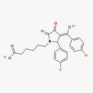 molecular formula C23H21BrFNO5 B3901870 6-[(3Z)-3-[(4-bromophenyl)-hydroxymethylidene]-2-(4-fluorophenyl)-4,5-dioxopyrrolidin-1-yl]hexanoic acid 