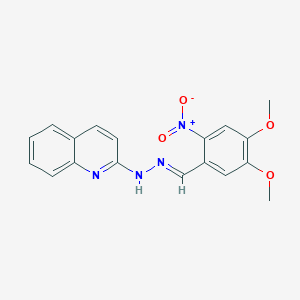 molecular formula C18H16N4O4 B3902148 N-[(E)-(4,5-dimethoxy-2-nitrophenyl)methylideneamino]quinolin-2-amine 