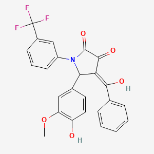 molecular formula C25H18F3NO5 B3902207 (4Z)-5-(4-hydroxy-3-methoxyphenyl)-4-[hydroxy(phenyl)methylidene]-1-[3-(trifluoromethyl)phenyl]pyrrolidine-2,3-dione 