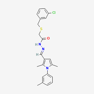 molecular formula C23H24ClN3OS B3902243 2-[(3-chlorophenyl)methylsulfanyl]-N-[(E)-[2,5-dimethyl-1-(3-methylphenyl)pyrrol-3-yl]methylideneamino]acetamide 