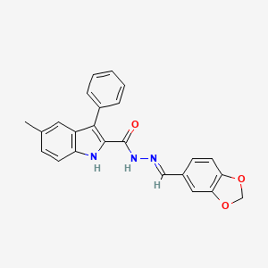 molecular formula C24H19N3O3 B3902348 N'-[(E)-(2H-1,3-Benzodioxol-5-YL)methylidene]-5-methyl-3-phenyl-1H-indole-2-carbohydrazide 