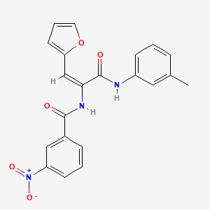 molecular formula C21H17N3O5 B3902520 N-[(E)-1-(furan-2-yl)-3-(3-methylanilino)-3-oxoprop-1-en-2-yl]-3-nitrobenzamide 