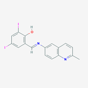 molecular formula C17H12I2N2O B390255 2,4-Diiodo-6-{[(2-methyl-6-quinolinyl)imino]methyl}phenol 