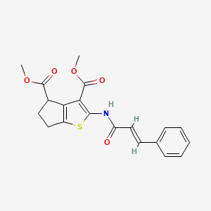 molecular formula C20H19NO5S B3902711 dimethyl 2-{[(2E)-3-phenylprop-2-enoyl]amino}-5,6-dihydro-4H-cyclopenta[b]thiophene-3,4-dicarboxylate 