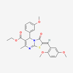molecular formula C26H26N2O6S B3902743 ethyl (2Z)-2-(2,5-dimethoxybenzylidene)-5-(3-methoxyphenyl)-7-methyl-3-oxo-2,3-dihydro-5H-[1,3]thiazolo[3,2-a]pyrimidine-6-carboxylate 