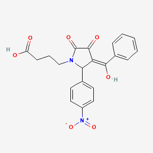 molecular formula C21H18N2O7 B3902807 (E)-4-(3-(Hydroxy(phenyl)methylene)-2-(4-nitrophenyl)-4,5-dioxopyrrolidin-1-yl)butanoic acid 