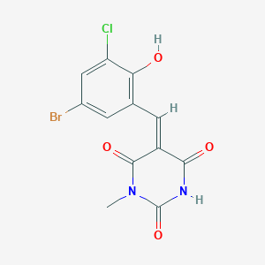 molecular formula C12H8BrClN2O4 B3902822 (5Z)-5-[(5-bromo-3-chloro-2-hydroxyphenyl)methylidene]-1-methyl-1,3-diazinane-2,4,6-trione 