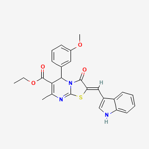 molecular formula C26H23N3O4S B3902846 ethyl (2Z)-2-(1H-indol-3-ylmethylidene)-5-(3-methoxyphenyl)-7-methyl-3-oxo-2,3-dihydro-5H-[1,3]thiazolo[3,2-a]pyrimidine-6-carboxylate 
