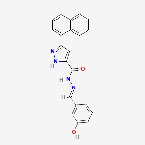 molecular formula C21H16N4O2 B3902878 N'-[(E)-(3-hydroxyphenyl)methylidene]-3-(naphthalen-1-yl)-1H-pyrazole-5-carbohydrazide 