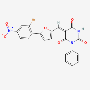 molecular formula C21H12BrN3O6 B3902898 (5Z)-5-{[5-(2-bromo-4-nitrophenyl)furan-2-yl]methylidene}-1-phenylpyrimidine-2,4,6(1H,3H,5H)-trione 