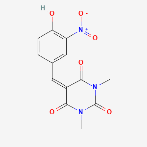 molecular formula C13H11N3O6 B3902964 5-[(4-hydroxy-3-nitrophenyl)methylidene]-1,3-dimethyl-1,3-diazinane-2,4,6-trione 