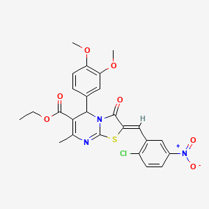 molecular formula C25H22ClN3O7S B3903011 ethyl (2Z)-2-[(2-chloro-5-nitrophenyl)methylidene]-5-(3,4-dimethoxyphenyl)-7-methyl-3-oxo-5H-[1,3]thiazolo[3,2-a]pyrimidine-6-carboxylate 