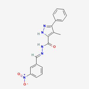 molecular formula C18H15N5O3 B3903129 (E)-4-methyl-N'-(3-nitrobenzylidene)-3-phenyl-1H-pyrazole-5-carbohydrazide 