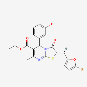 molecular formula C22H19BrN2O5S B3903431 ETHYL (2Z)-2-[(5-BROMOFURAN-2-YL)METHYLIDENE]-5-(3-METHOXYPHENYL)-7-METHYL-3-OXO-2H,3H,5H-[1,3]THIAZOLO[3,2-A]PYRIMIDINE-6-CARBOXYLATE 