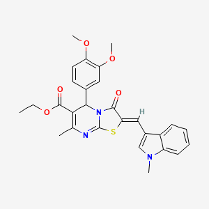 molecular formula C28H27N3O5S B3903676 ethyl (2Z)-5-(3,4-dimethoxyphenyl)-7-methyl-2-[(1-methyl-1H-indol-3-yl)methylidene]-3-oxo-2,3-dihydro-5H-[1,3]thiazolo[3,2-a]pyrimidine-6-carboxylate 