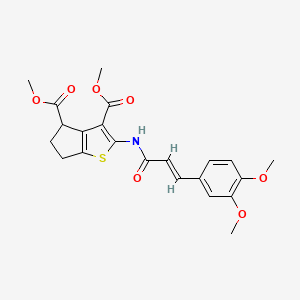 molecular formula C22H23NO7S B3903682 Dimethyl 2-{[(2E)-3-(3,4-dimethoxyphenyl)-2-propenoyl]amino}-5,6-dihydro-4H-cyclopenta[B]thiophene-3,4-dicarboxylate 