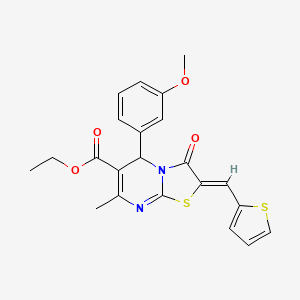 molecular formula C22H20N2O4S2 B3903721 ethyl (2Z)-5-(3-methoxyphenyl)-7-methyl-3-oxo-2-(thiophen-2-ylmethylidene)-2,3-dihydro-5H-[1,3]thiazolo[3,2-a]pyrimidine-6-carboxylate 