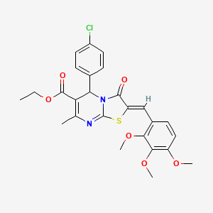 molecular formula C26H25ClN2O6S B3903855 ethyl (2Z)-5-(4-chlorophenyl)-7-methyl-3-oxo-2-[(2,3,4-trimethoxyphenyl)methylidene]-5H-[1,3]thiazolo[3,2-a]pyrimidine-6-carboxylate 