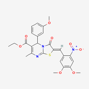 molecular formula C26H25N3O8S B3903904 ethyl (2Z)-2-[(4,5-dimethoxy-2-nitrophenyl)methylidene]-5-(3-methoxyphenyl)-7-methyl-3-oxo-5H-[1,3]thiazolo[3,2-a]pyrimidine-6-carboxylate 