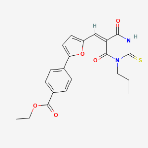 molecular formula C21H18N2O5S B3903930 ethyl 4-[5-[(Z)-(4,6-dioxo-1-prop-2-enyl-2-sulfanylidene-1,3-diazinan-5-ylidene)methyl]furan-2-yl]benzoate 
