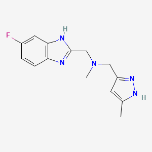 molecular formula C14H16FN5 B3903956 N-[(6-fluoro-1H-benzimidazol-2-yl)methyl]-N-methyl-1-(5-methyl-1H-pyrazol-3-yl)methanamine 