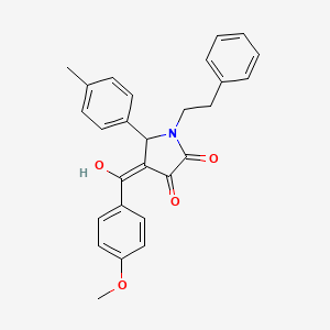 molecular formula C27H25NO4 B3904014 (4E)-4-[hydroxy-(4-methoxyphenyl)methylidene]-5-(4-methylphenyl)-1-(2-phenylethyl)pyrrolidine-2,3-dione 