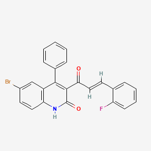 molecular formula C24H15BrFNO2 B3904036 (E)-6-bromo-3-(3-(2-fluorophenyl)acryloyl)-4-phenylquinolin-2(1H)-one 