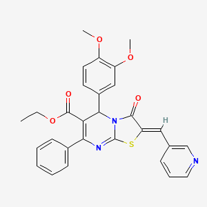 molecular formula C29H25N3O5S B3904052 ethyl (2Z)-5-(3,4-dimethoxyphenyl)-3-oxo-7-phenyl-2-(pyridin-3-ylmethylidene)-2,3-dihydro-5H-[1,3]thiazolo[3,2-a]pyrimidine-6-carboxylate 