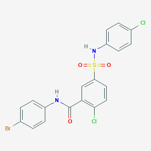 molecular formula C19H13BrCl2N2O3S B390407 N-(4-bromophenyl)-2-chloro-5-[(4-chloroanilino)sulfonyl]benzamide 