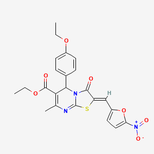 molecular formula C23H21N3O7S B3904123 ethyl (2Z)-5-(4-ethoxyphenyl)-7-methyl-2-[(5-nitrofuran-2-yl)methylidene]-3-oxo-5H-[1,3]thiazolo[3,2-a]pyrimidine-6-carboxylate 