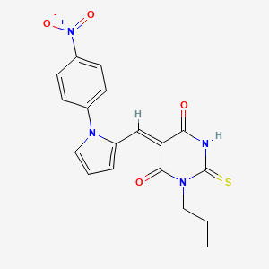 molecular formula C18H14N4O4S B3904166 (5Z)-5-[[1-(4-nitrophenyl)pyrrol-2-yl]methylidene]-1-prop-2-enyl-2-sulfanylidene-1,3-diazinane-4,6-dione 