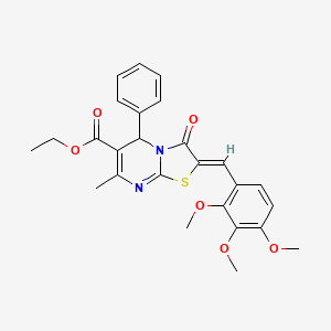 molecular formula C26H26N2O6S B3904183 ethyl (2Z)-7-methyl-3-oxo-5-phenyl-2-[(2,3,4-trimethoxyphenyl)methylidene]-5H-[1,3]thiazolo[3,2-a]pyrimidine-6-carboxylate 