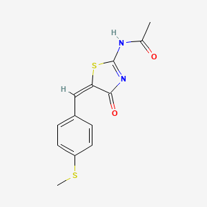 molecular formula C13H12N2O2S2 B3904195 N-[(5E)-5-[(4-methylsulfanylphenyl)methylidene]-4-oxo-1,3-thiazol-2-yl]acetamide 