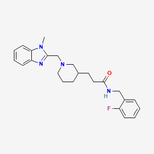 molecular formula C24H29FN4O B3904210 N-[(2-fluorophenyl)methyl]-3-[1-[(1-methylbenzimidazol-2-yl)methyl]piperidin-3-yl]propanamide 
