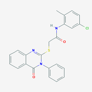 molecular formula C23H18ClN3O2S B390431 N-(5-chloro-2-methylphenyl)-2-[(4-oxo-3-phenyl-3,4-dihydro-2-quinazolinyl)sulfanyl]acetamide CAS No. 331710-54-4