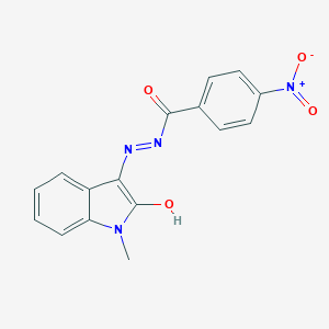 molecular formula C16H12N4O4 B390435 N'-[(3Z)-1-methyl-2-oxo-1,2-dihydro-3H-indol-3-ylidene]-4-nitrobenzohydrazide 