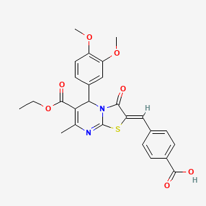 molecular formula C26H24N2O7S B3904355 4-[(Z)-[5-(3,4-dimethoxyphenyl)-6-ethoxycarbonyl-7-methyl-3-oxo-5H-[1,3]thiazolo[3,2-a]pyrimidin-2-ylidene]methyl]benzoic acid 