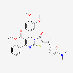 molecular formula C30H29N3O6S B3904390 ethyl (2Z)-5-(3,4-dimethoxyphenyl)-2-[[5-(dimethylamino)furan-2-yl]methylidene]-3-oxo-7-phenyl-5H-[1,3]thiazolo[3,2-a]pyrimidine-6-carboxylate 