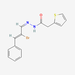 molecular formula C15H13BrN2OS B3904557 N'-[(1Z,2Z)-2-bromo-3-phenylprop-2-en-1-ylidene]-2-(thiophen-2-yl)acetohydrazide 